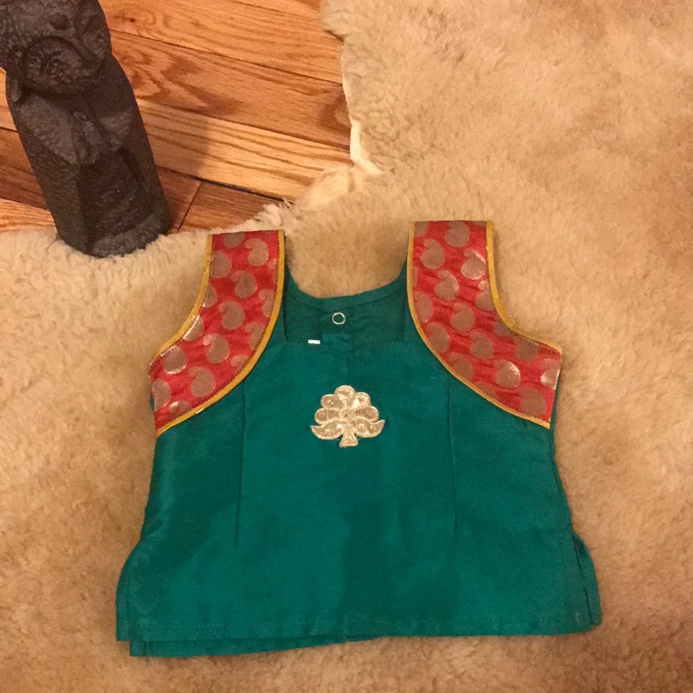 Beautiful Rathi Indian Green Baby Top India Bollywood Aladdin Jasmine M3